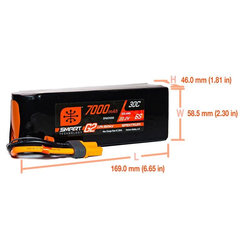 Spektrum 22.2V 7000mAh 6S 30C Smart G2 LiPo Battery: IC5 - 2