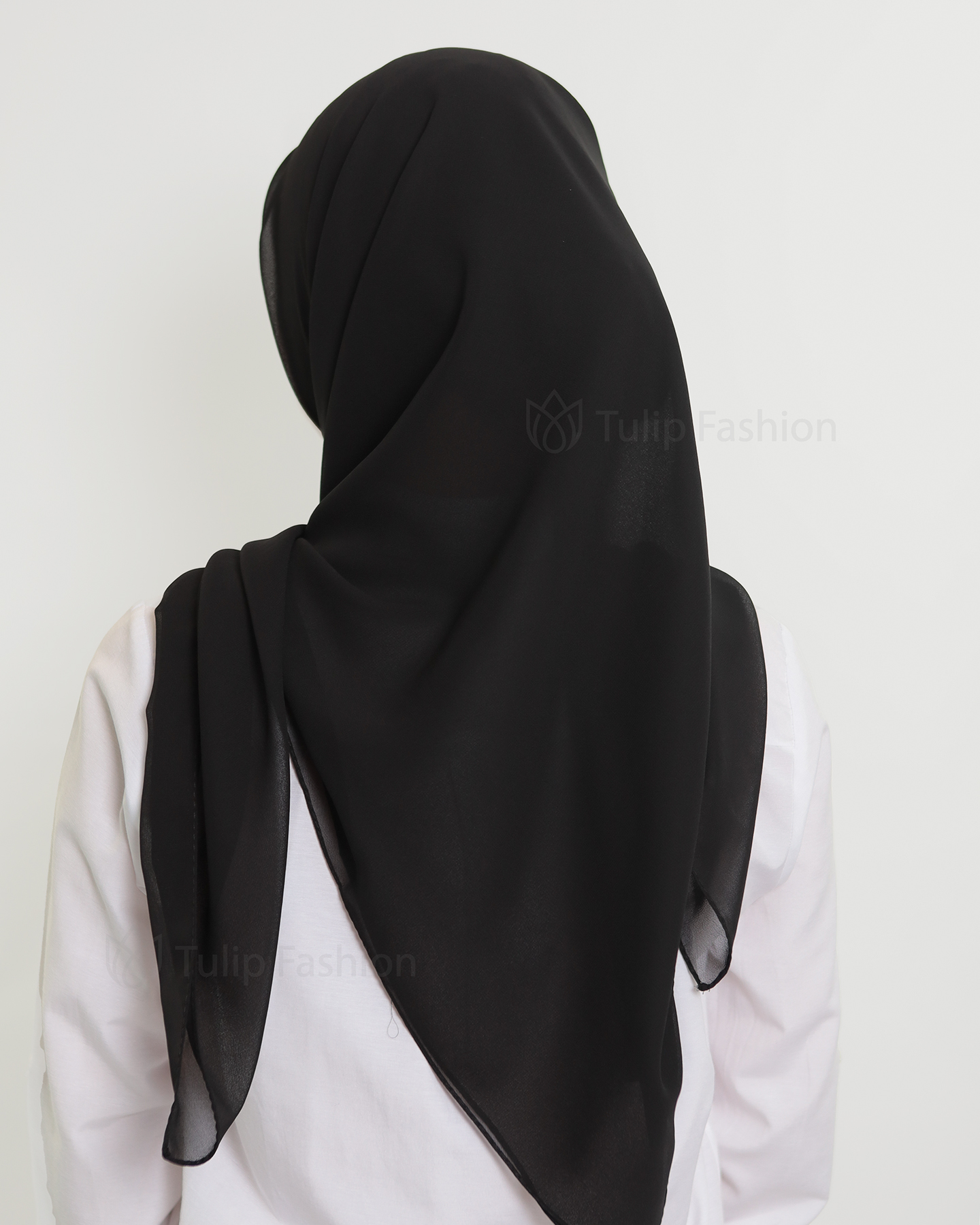 Hijab - Square Chiffon 120 cm - Black - 3