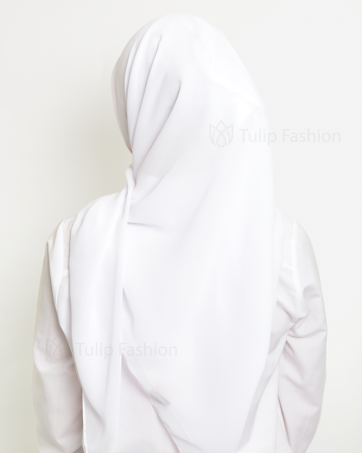 Hijab - Square Chiffon 120 cm - White - 3