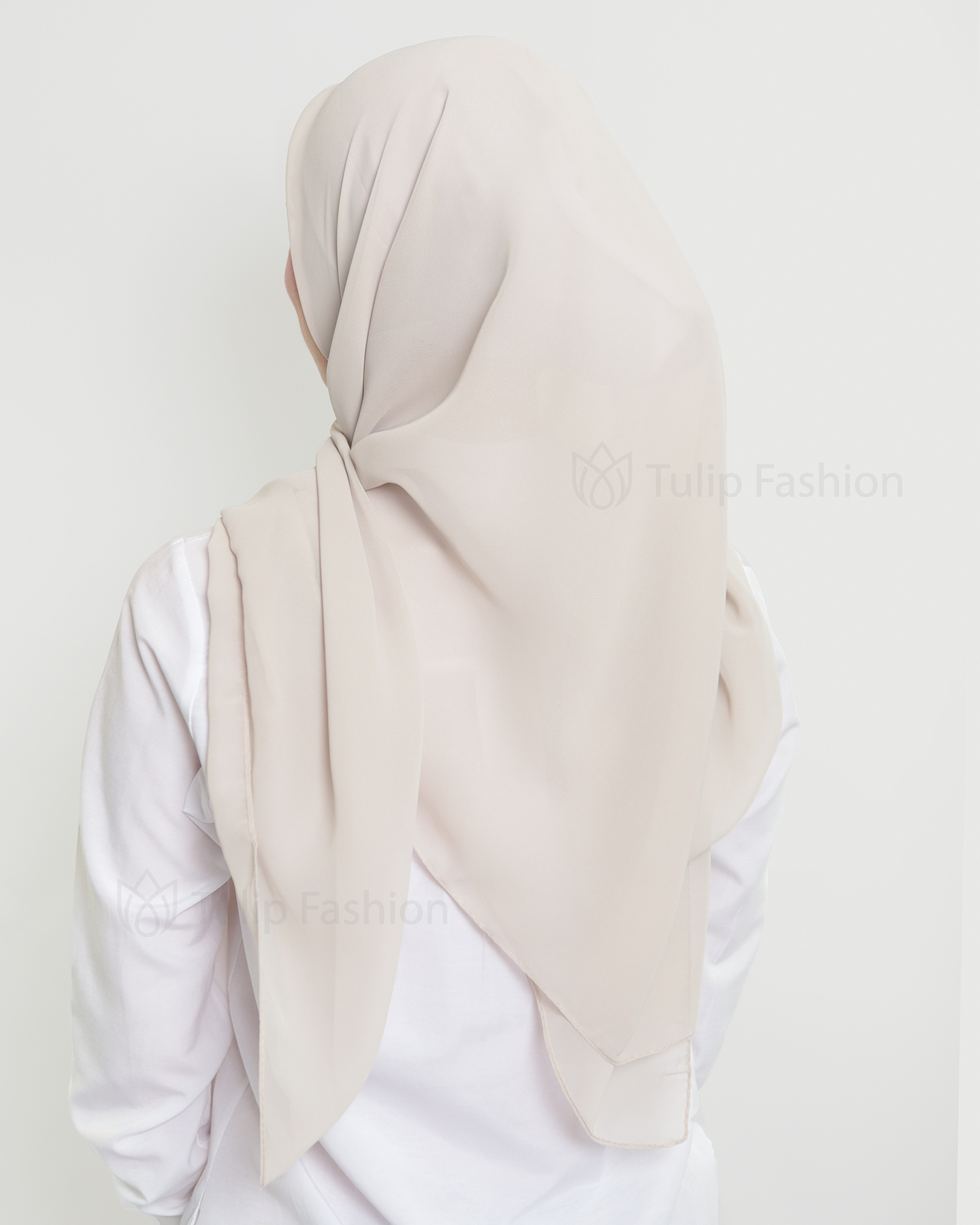 Hijab - Square Chiffon 120 cm - Pearl white - 3