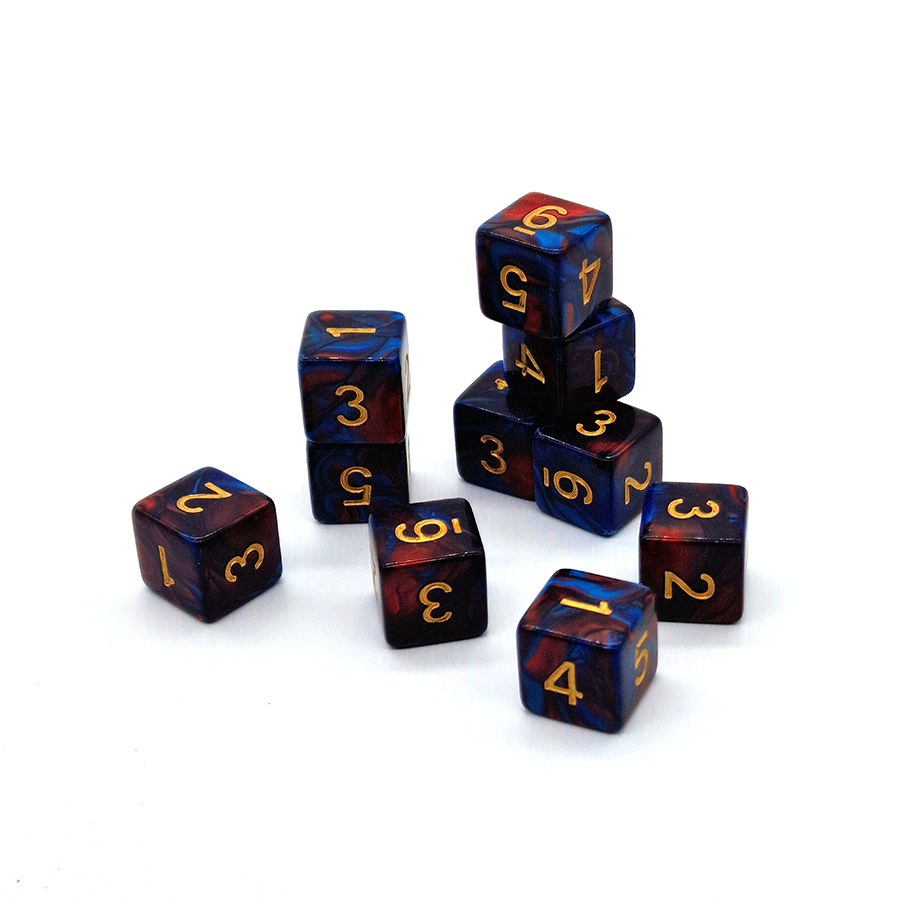 10-pack D6 Red/Blue Marble