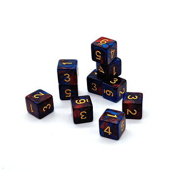 10-pack D6 Red/Blue Marble