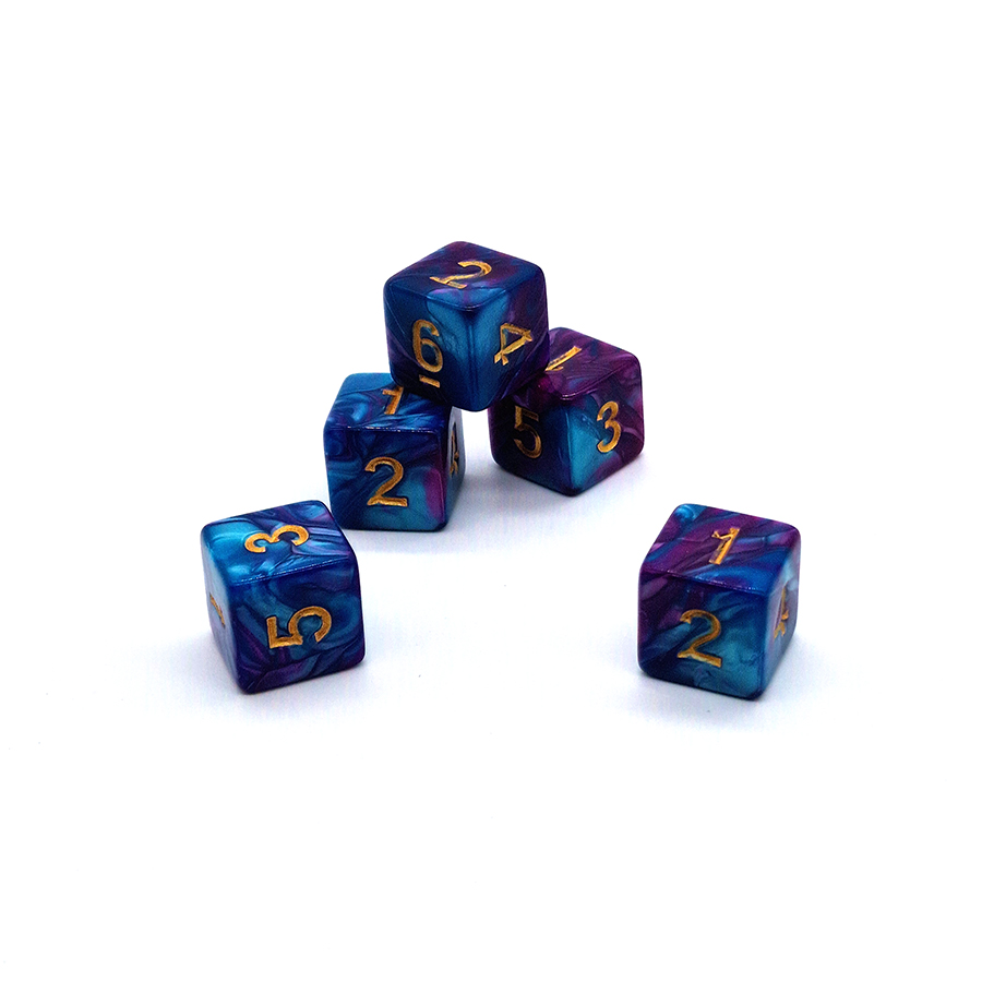 5-pack D6 Marble Purple