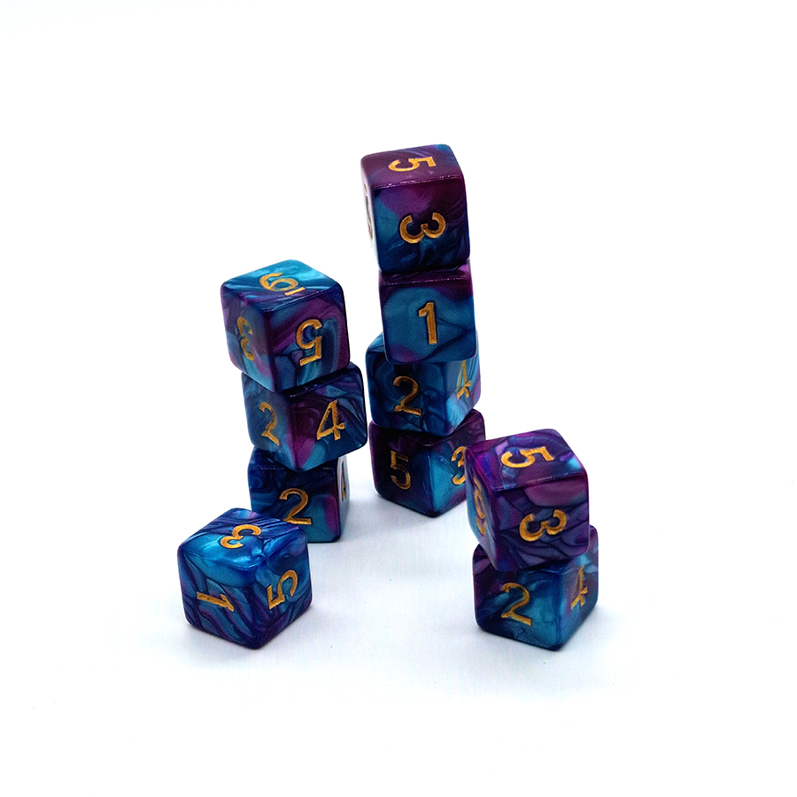 10-pack D6 Marble Purple
