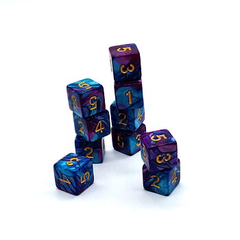 10-pack D6 Marble Purple