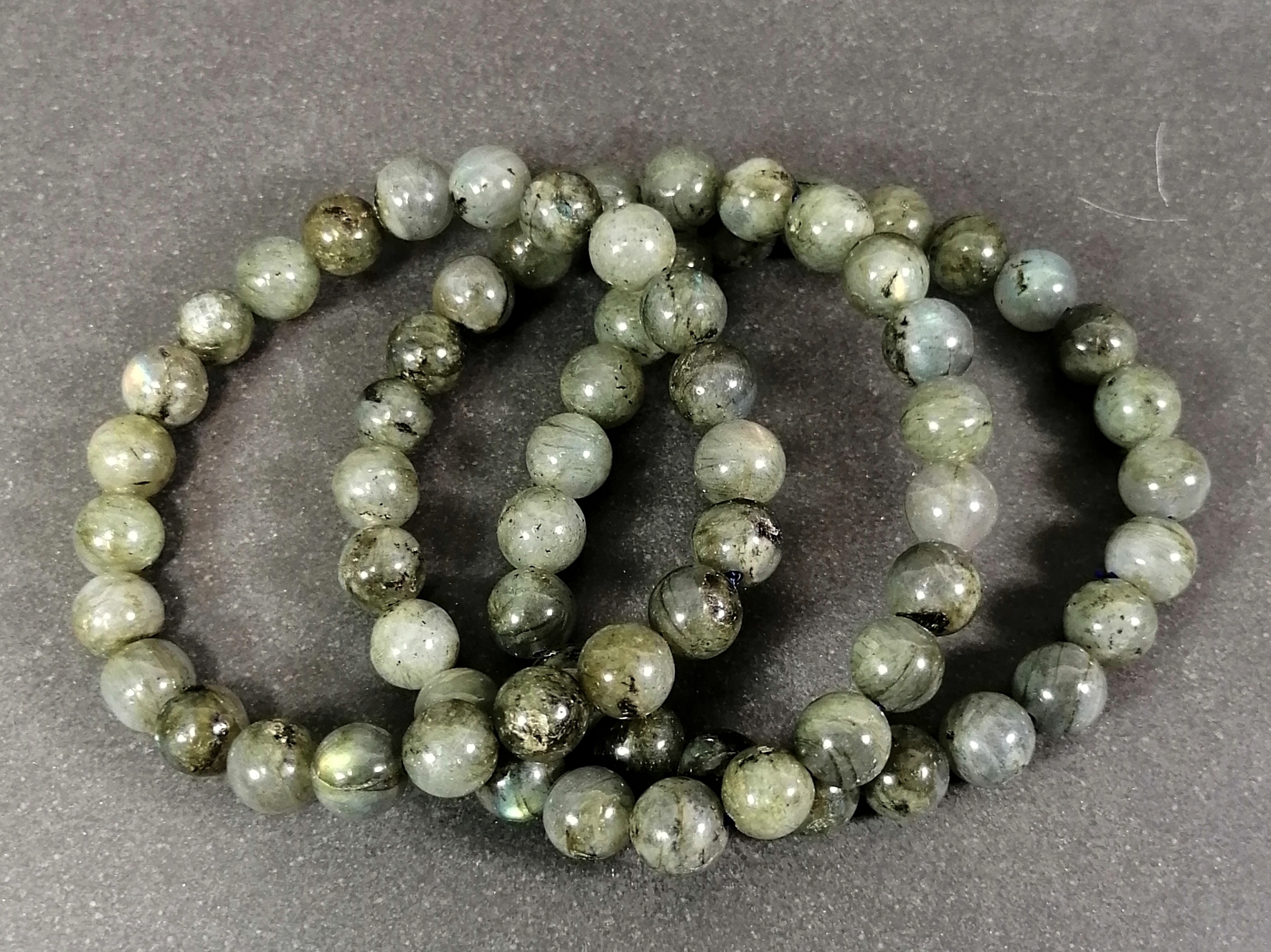 Stenarmband med 8mm pärlor - Labradorit