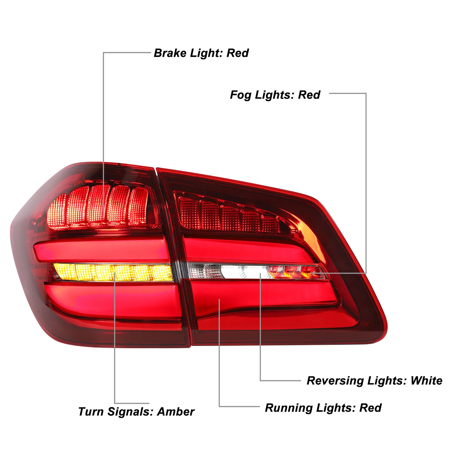 Rear Lights (1) - Red/White - Laser Etched 5-Pin Double Pole Single Throw Maintained ON-Off DPST Toggle Switch 20A 12V 並行輸入品 Universal LED Trailer Tail Lights Brake Turn Signal Reverse
