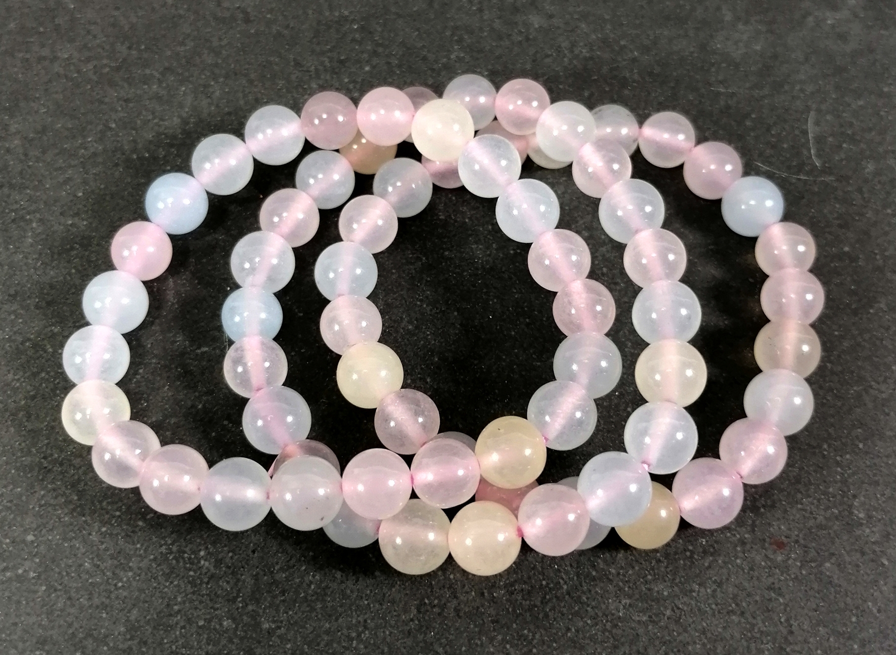 Stenarmband med 8mm pärlor - Morganit