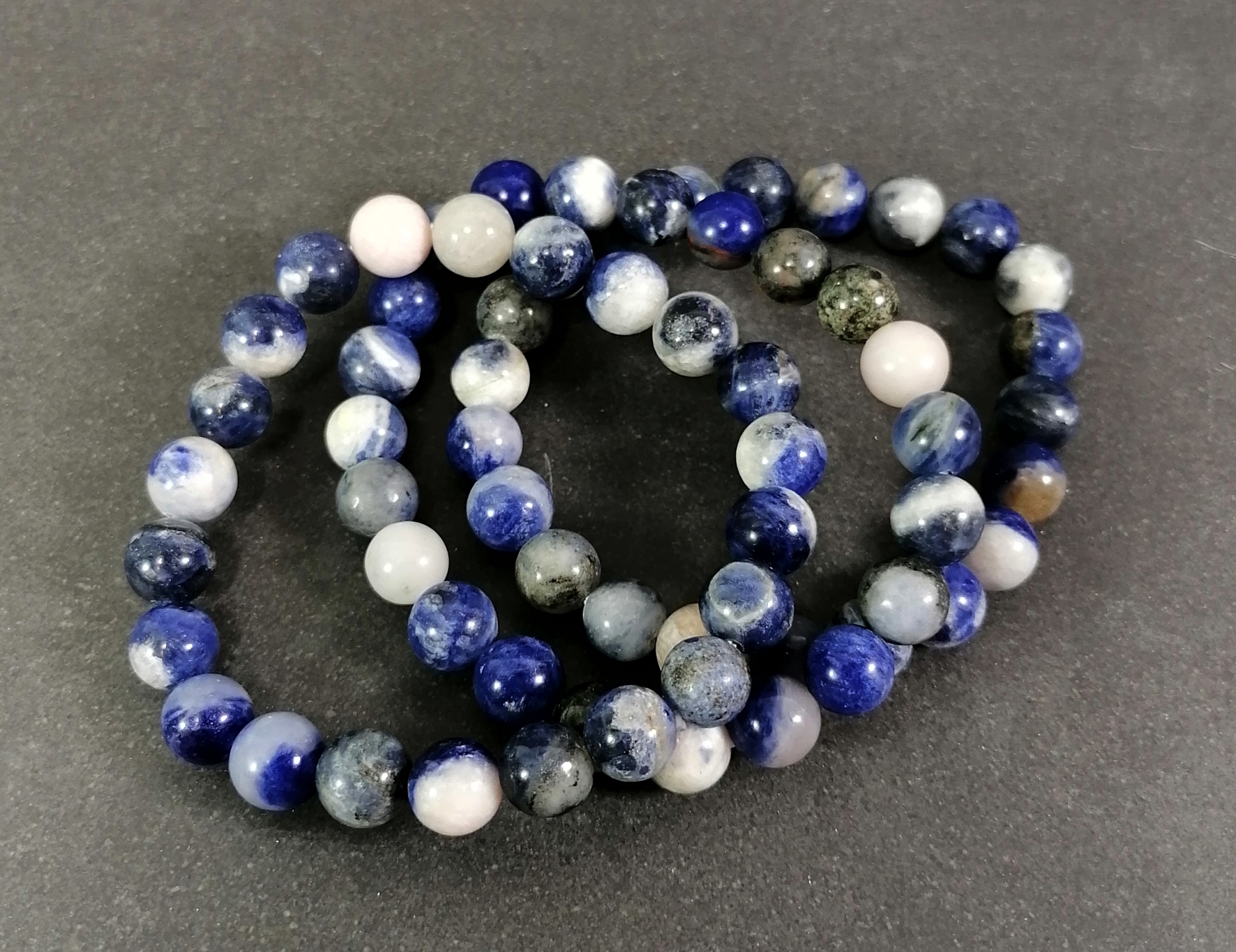 Stenarmband med 8mm pärlor - Sodalit