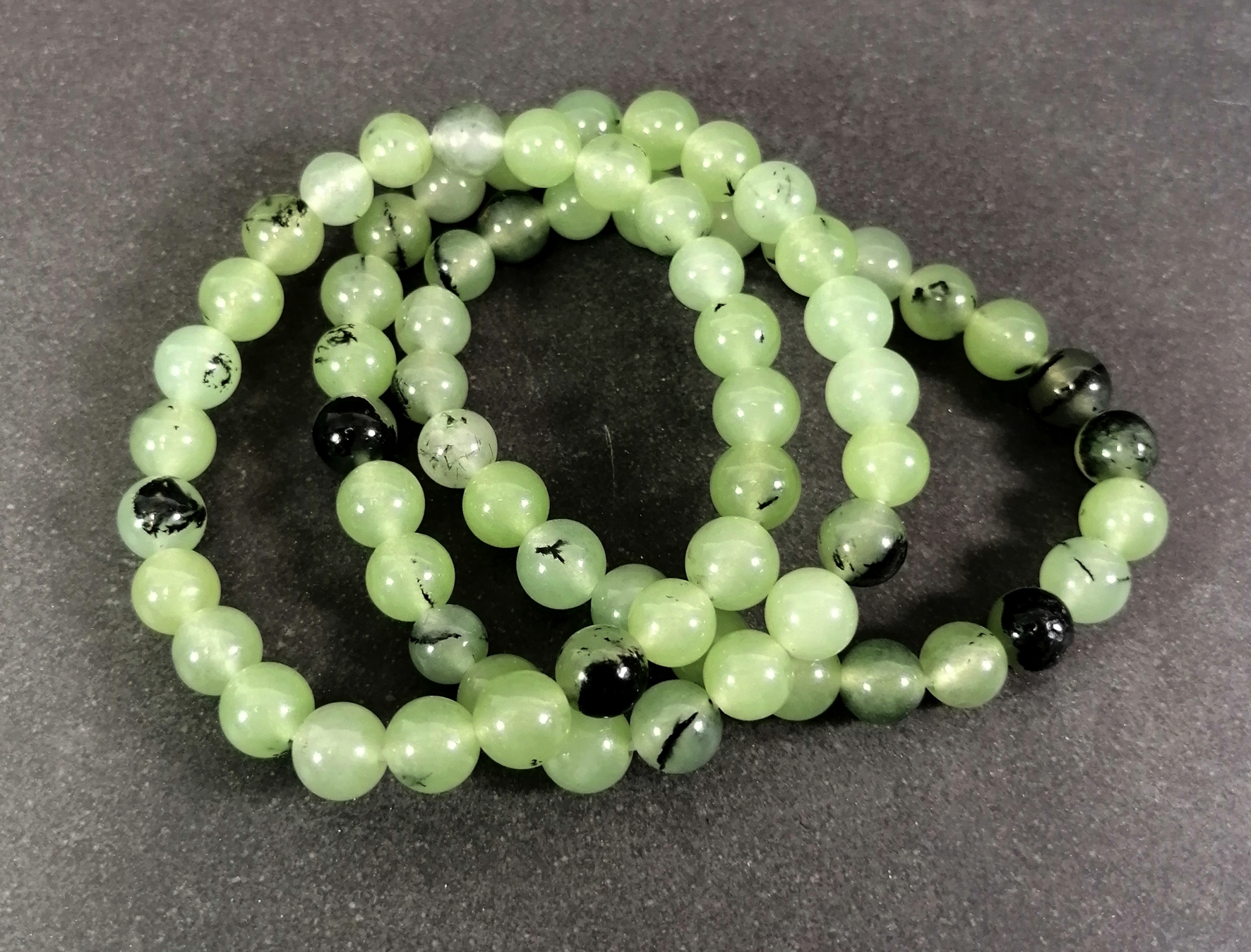 Stenarmband med 8mm pärlor - Prehnit
