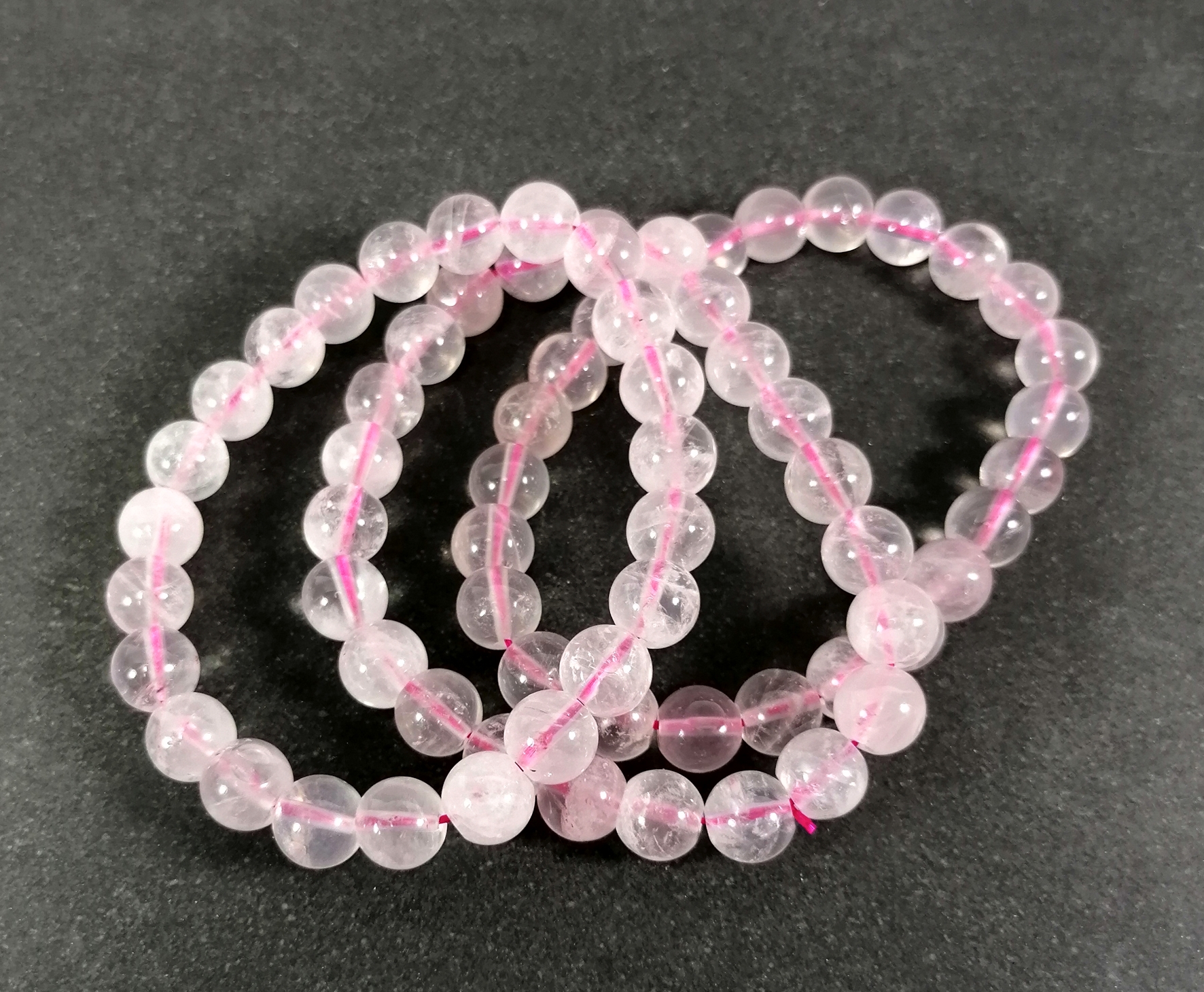 Stenarmband med 8mm pärlor - Rosenkvarts - AA+kvaliet