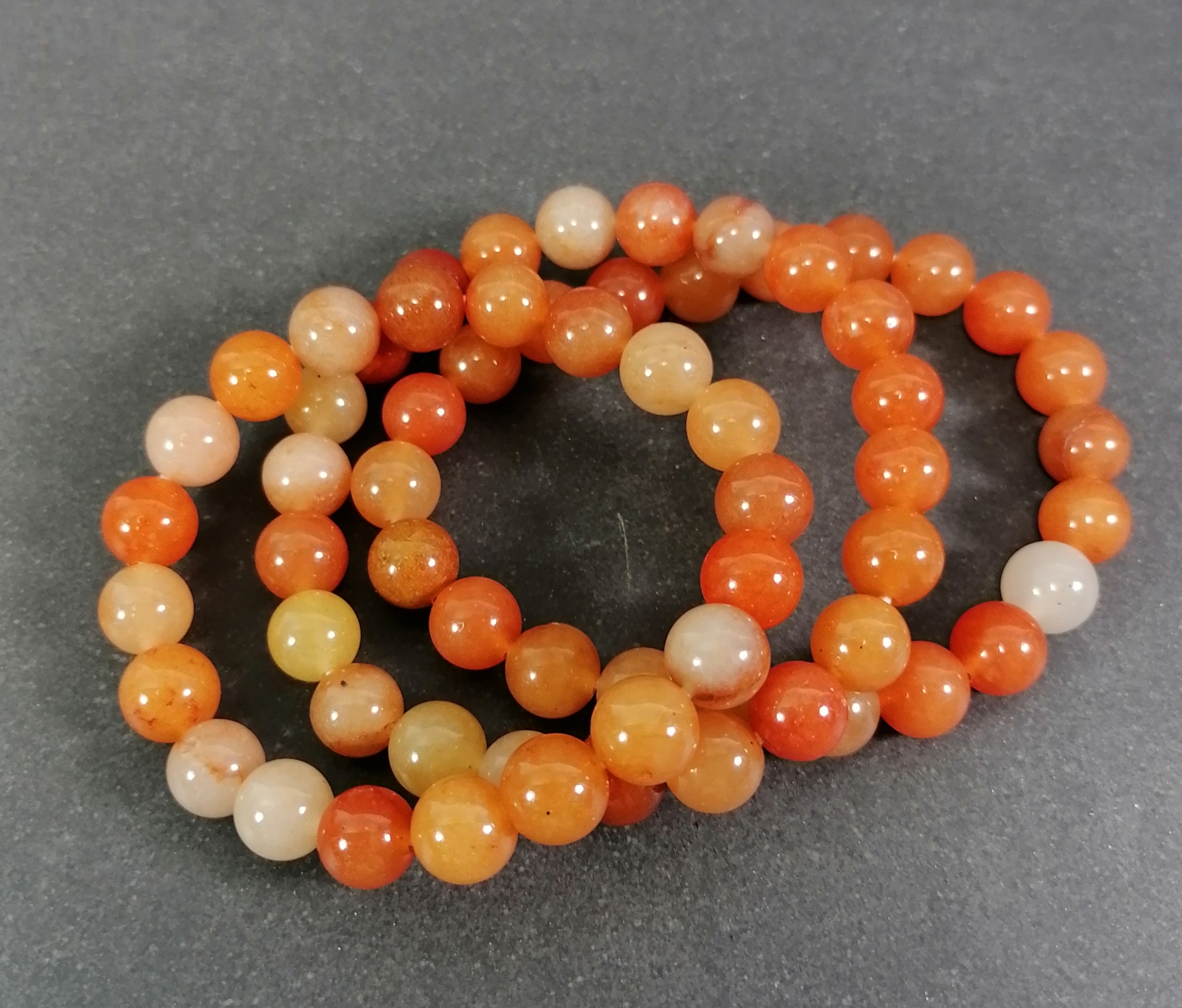 Stenarmband med 8mm pärlor - Orange Aventurin