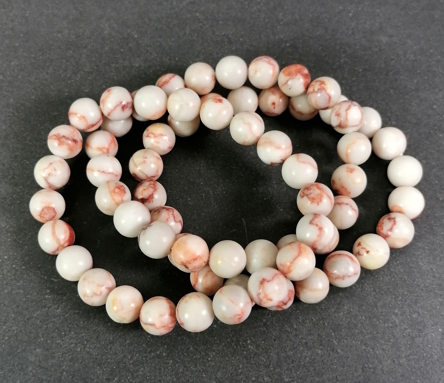 Stenarmband med 8mm pärlor - Röd Spindelnät Jaspis