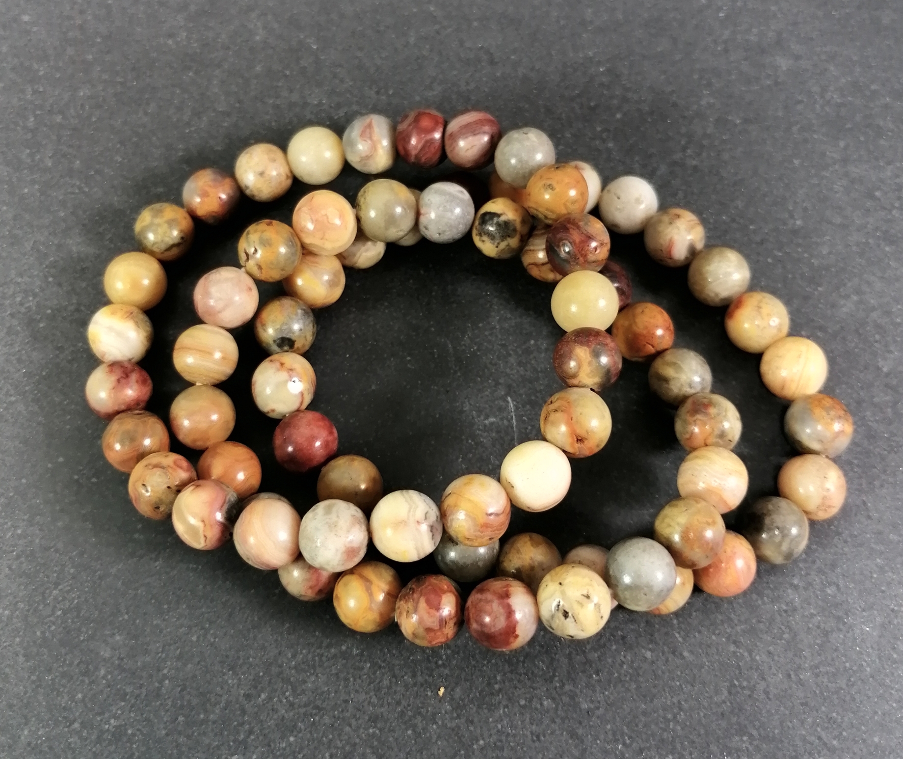 Stenarmband med 8mm pärlor - Crazy Lace Agat