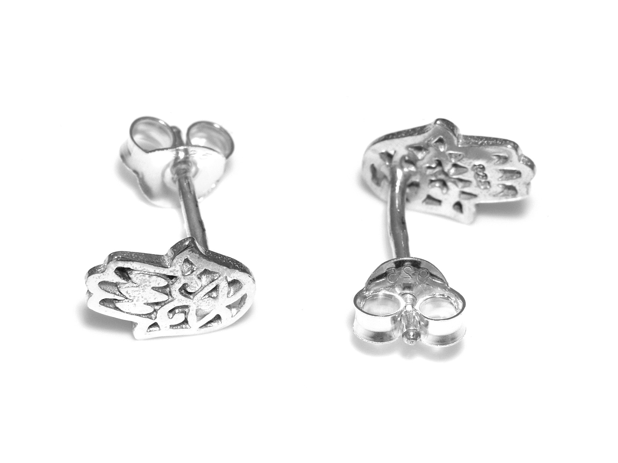 Hamsa Hand Örhängen i Äkta 925 Silver, Skyddssymbol Accessoar, Onda Ögat Smycke - 3