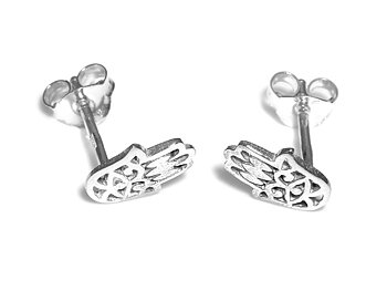 Hamsa Hand Örhängen i Äkta 925 Silver, Skyddssymbol Accessoar, Onda Ögat Smycke