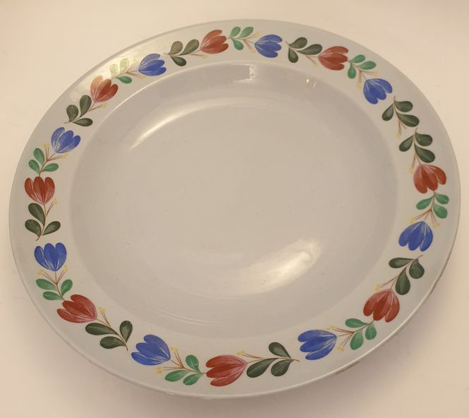 Handpainted flowers on a light grey background soup bowl