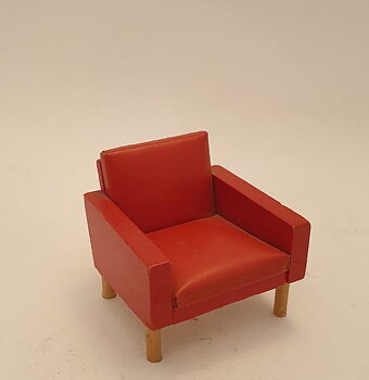Lundby red armchair "leather"