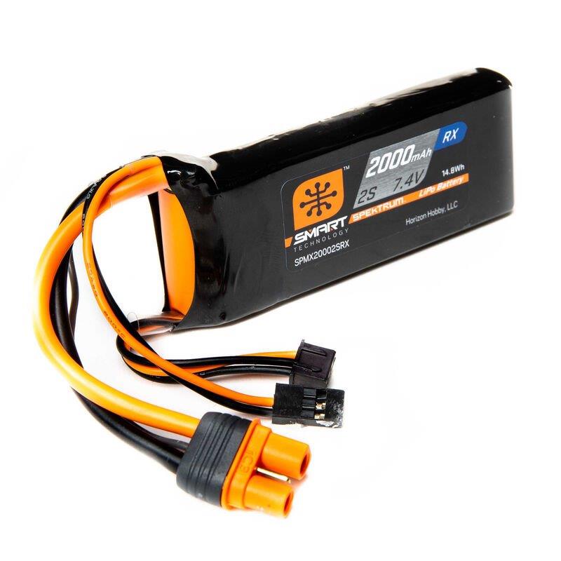 Spektrum 7.4V 2000mAh 2S15C Smart LiPo Receiver Battery: Universal Receiver, IC3