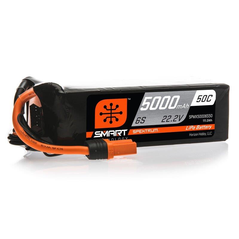 Spektrum 22.2V 5000mAh 6S 50C Smart LiPo Battery: IC5