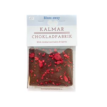 Mini Blues Away – Mörk choklad med hallon och lakrits 20g