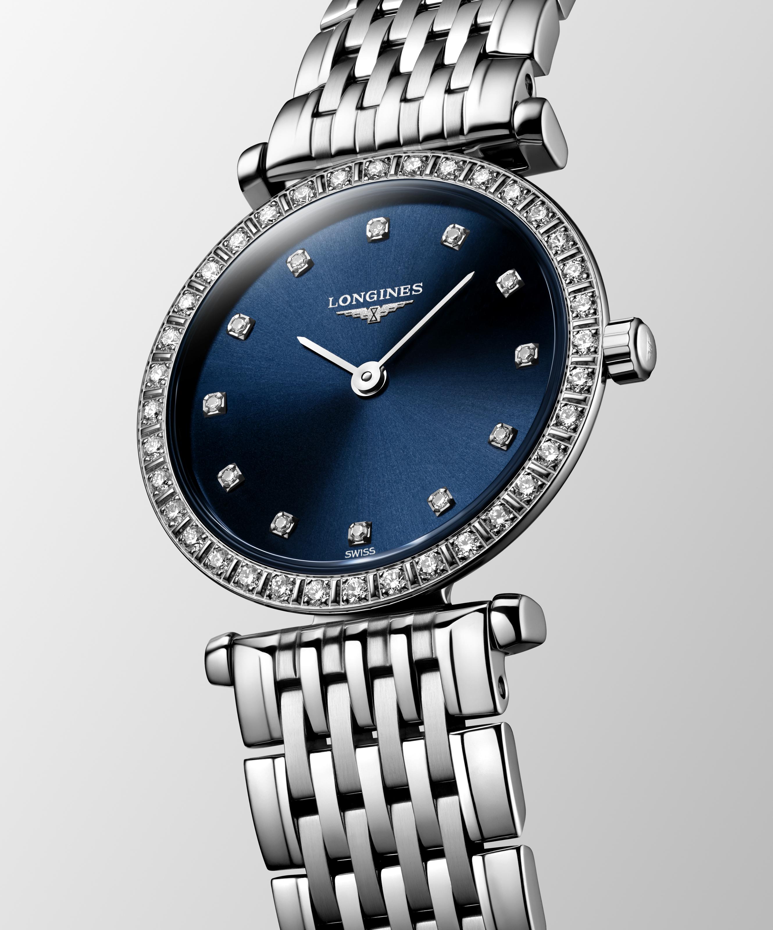 L4.341.0.97.6 Longines La Grande Classique 24 blå med diamant index och diamant bezel