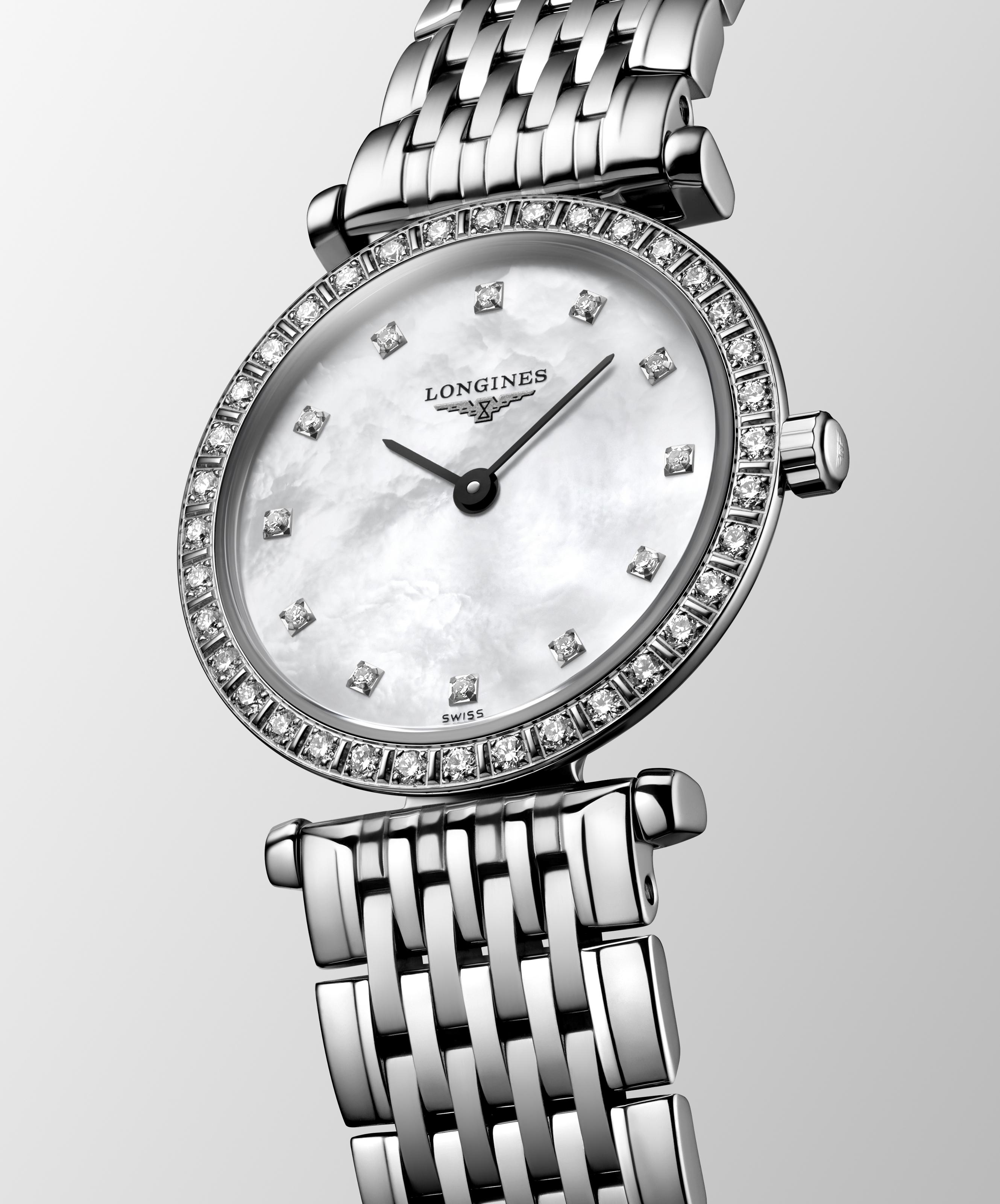L4.341.0.80.6 Longines La Grande Classique 24 pärlemor med diamant index  och diamant bezel