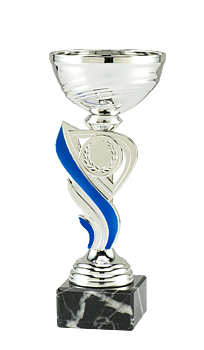 Pokal/Statyett Silver/Blå Sollentuna - 175/190/205 mm  - Inklusive jetong och skylt med text