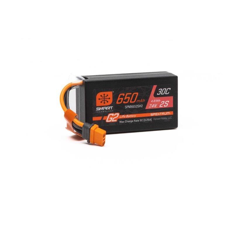 Spektrum 7.4V 650mAh 2S Smart G2 Hardcase 30C LiPo: IC2 - 2
