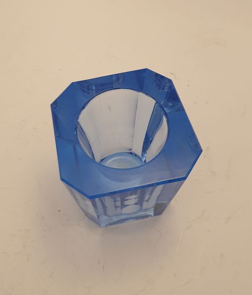 Candle stick cut blue glass - 2