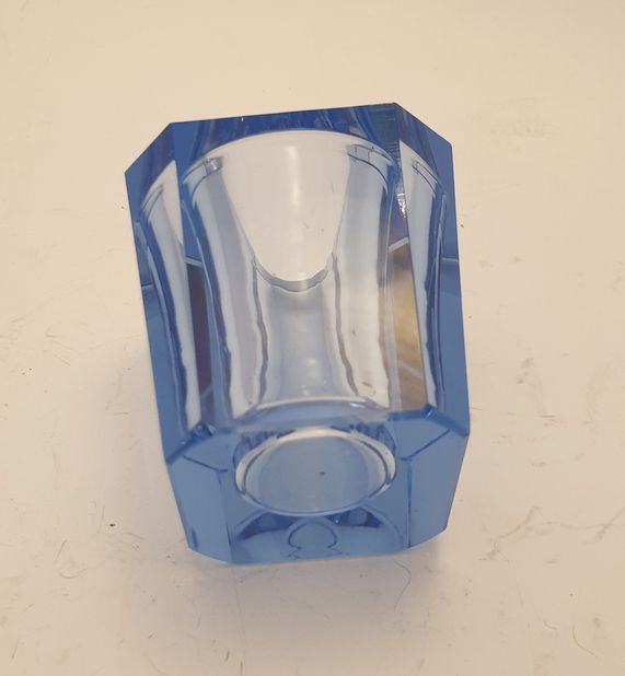 Candle stick cut blue glass - 3
