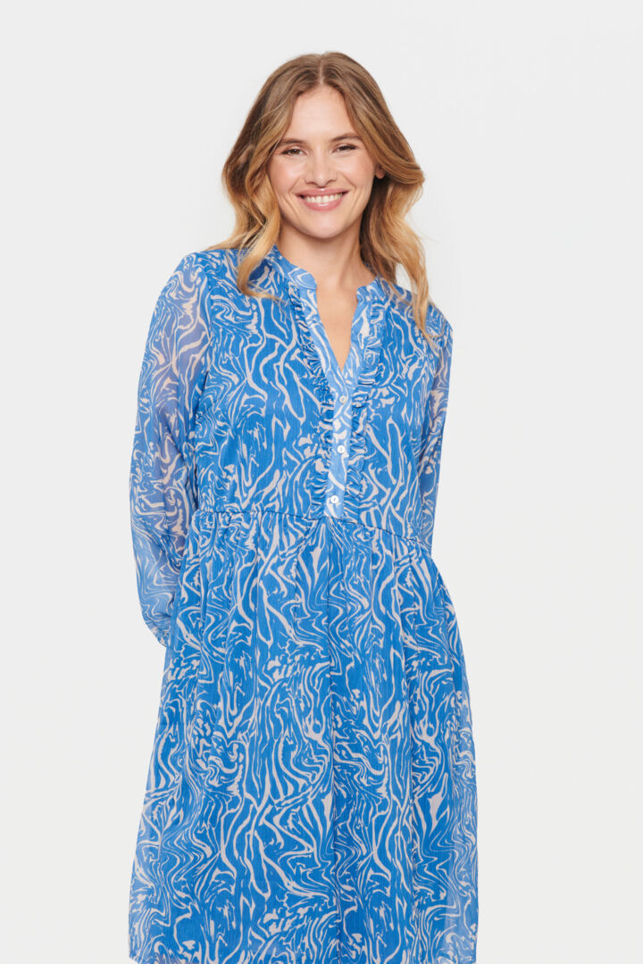 Saint Tropez Valerie V-neck Dress Dutch Water Strokes - 3