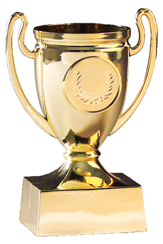 Minipokal 110  mm  - Guld/Silver/Brons - Inklusive jetong och skylt med text - 2