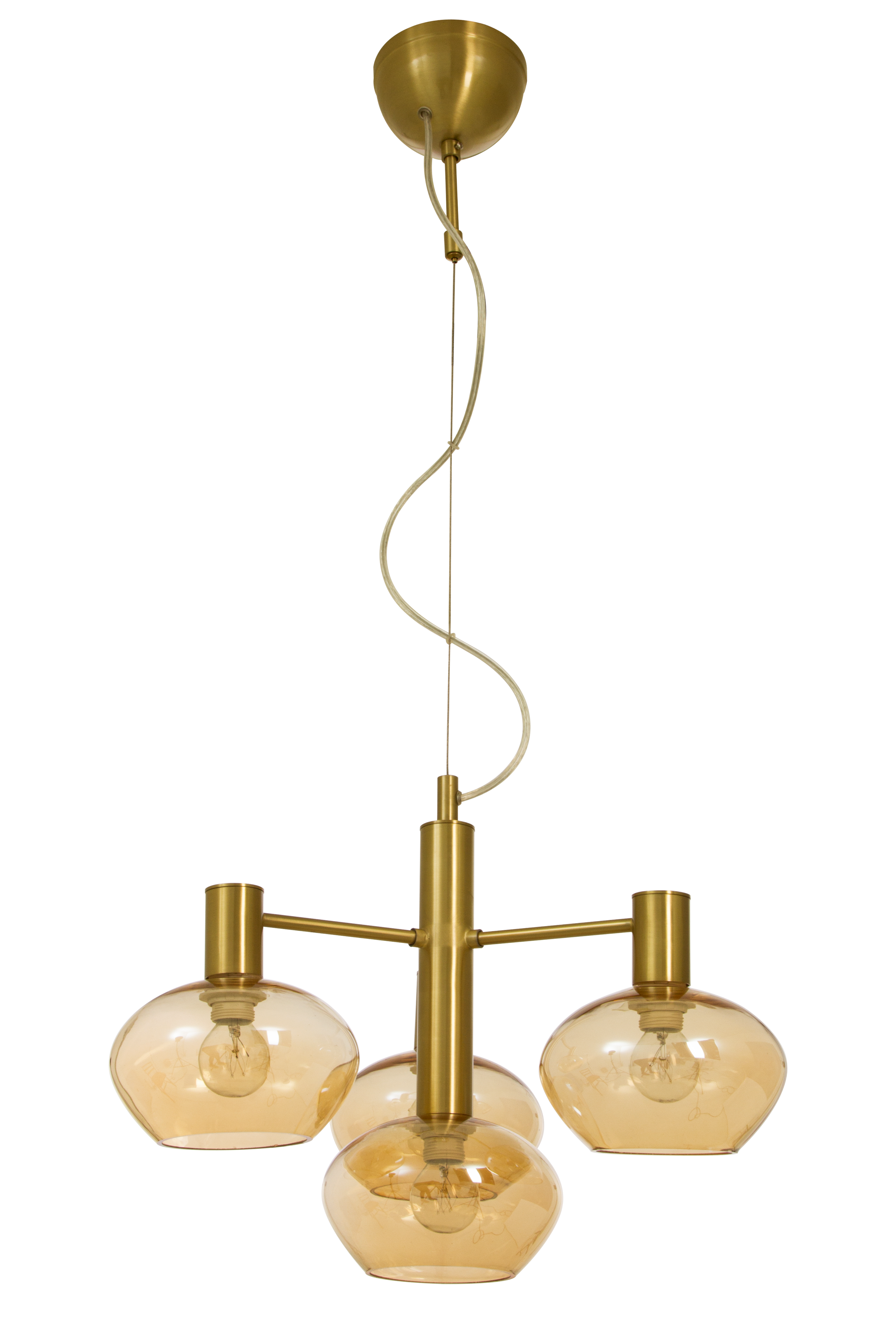 BELL taklampa 4:a, matt mässing/amber - Aneta Lighting