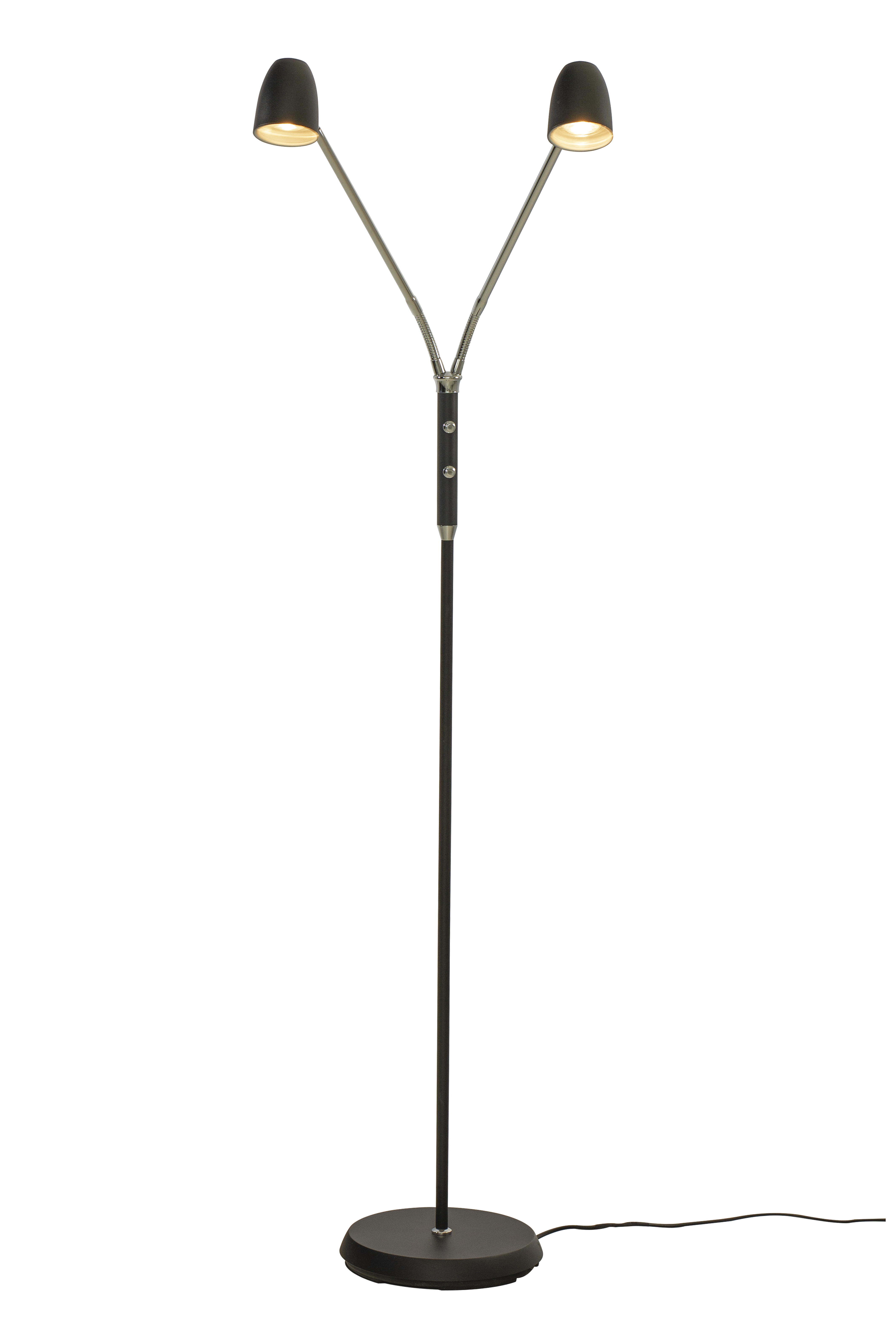 SANDNES golvlampa dubbel, svart/krom - Aneta Lighting