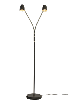SANDNES golvlampa dubbel, svart/krom - Aneta Lighting