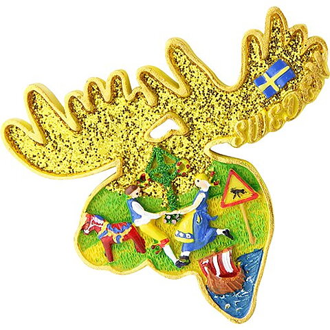 Magnet Moose head Sweden symbols