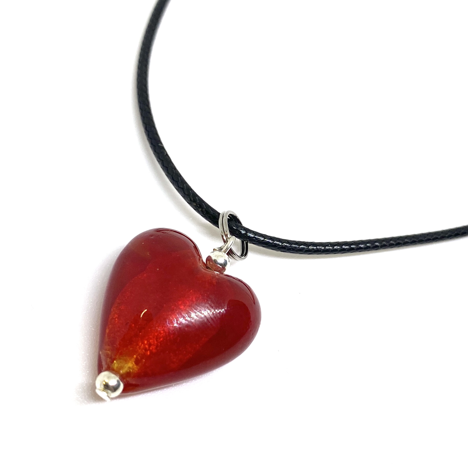 Necklace red  Heart Murano  - 2