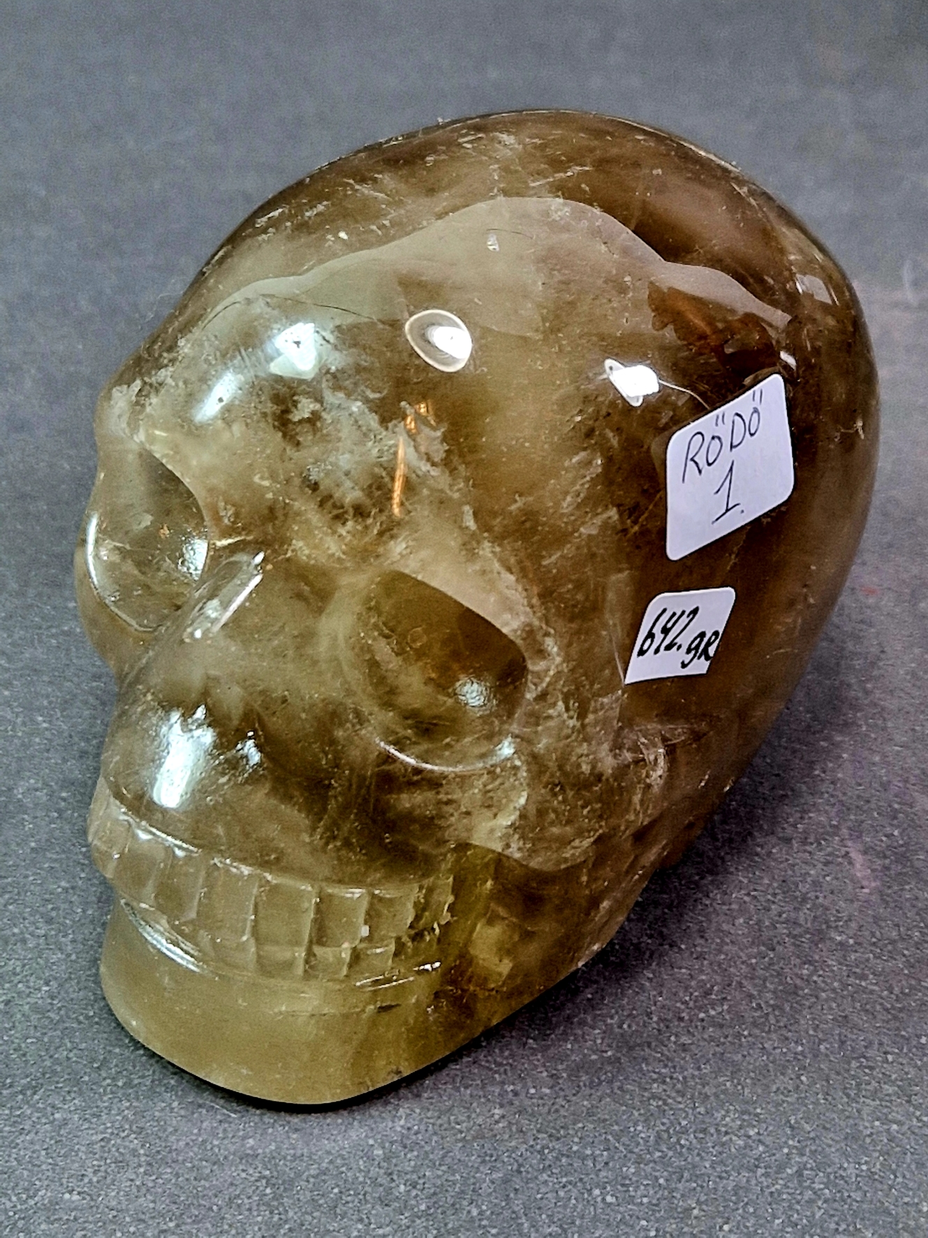 Rökkvarts / Bergkristall, Dödskalle -  642gram