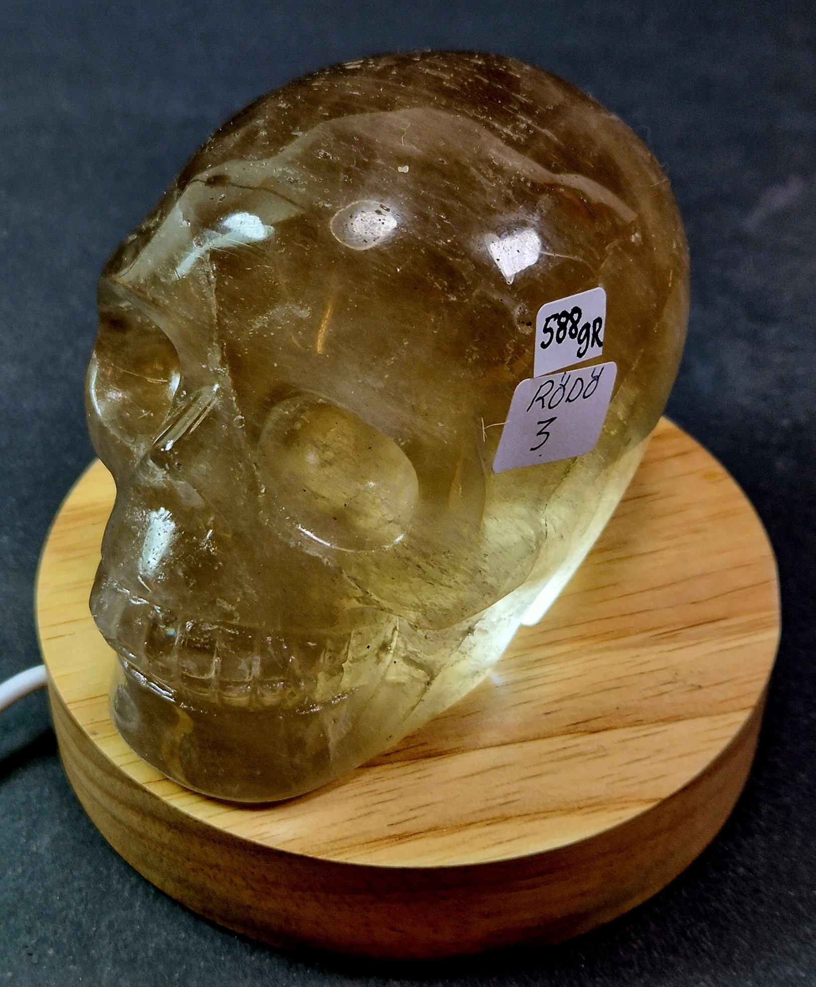 Rökkvarts / Bergkristall, Dödskalle -  588gram - 2