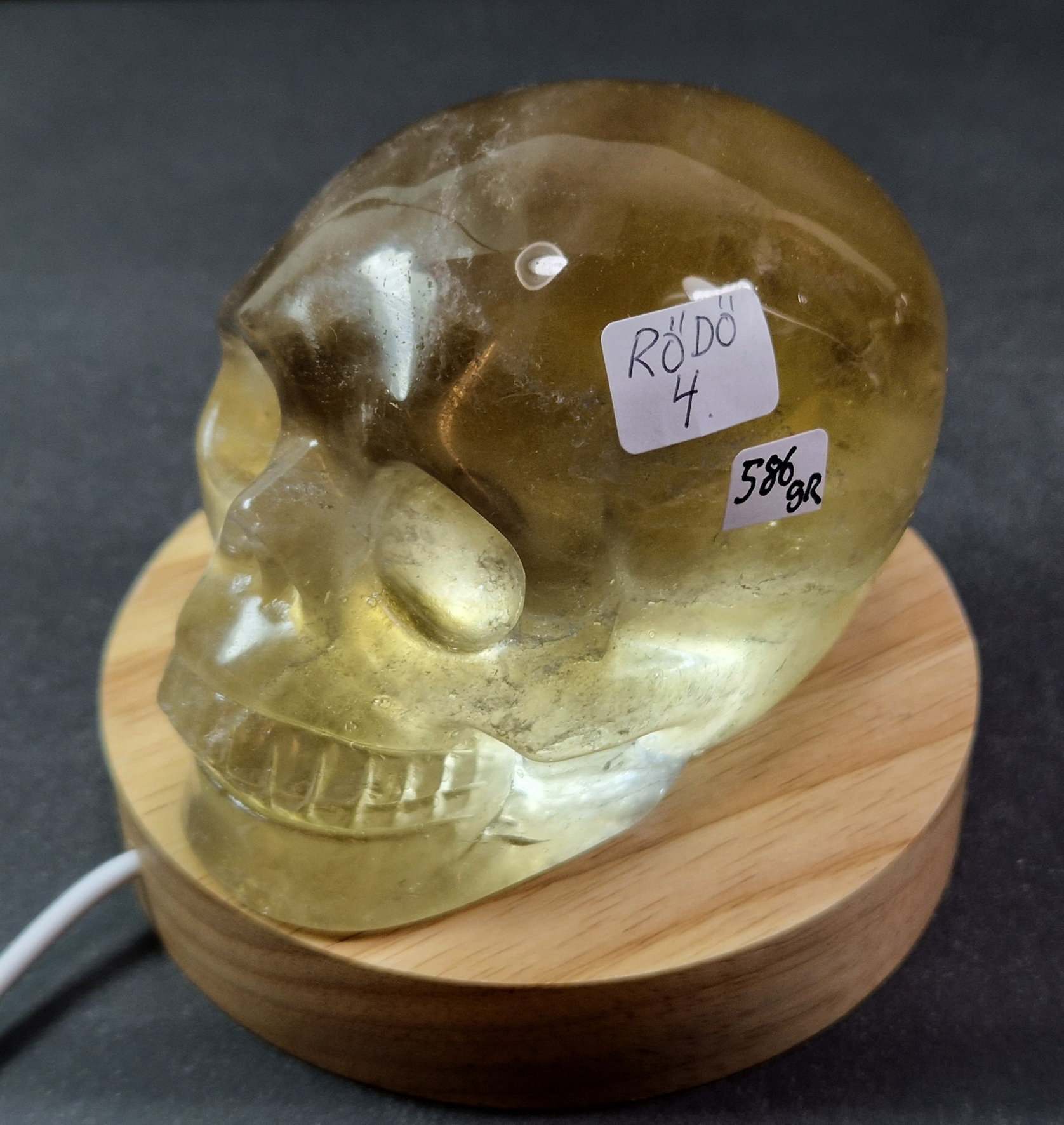Rökkvarts / Bergkristall, Dödskalle -  586gram - 2