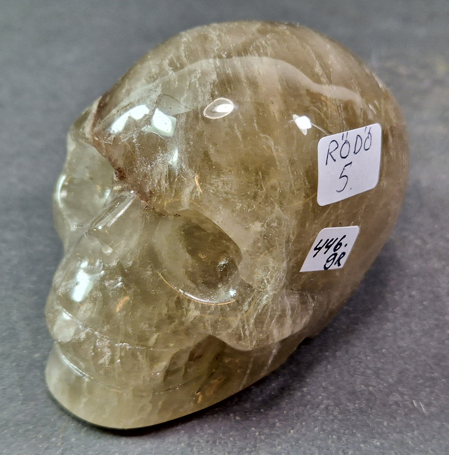 Rökkvarts / Bergkristall, Dödskalle -  446gram