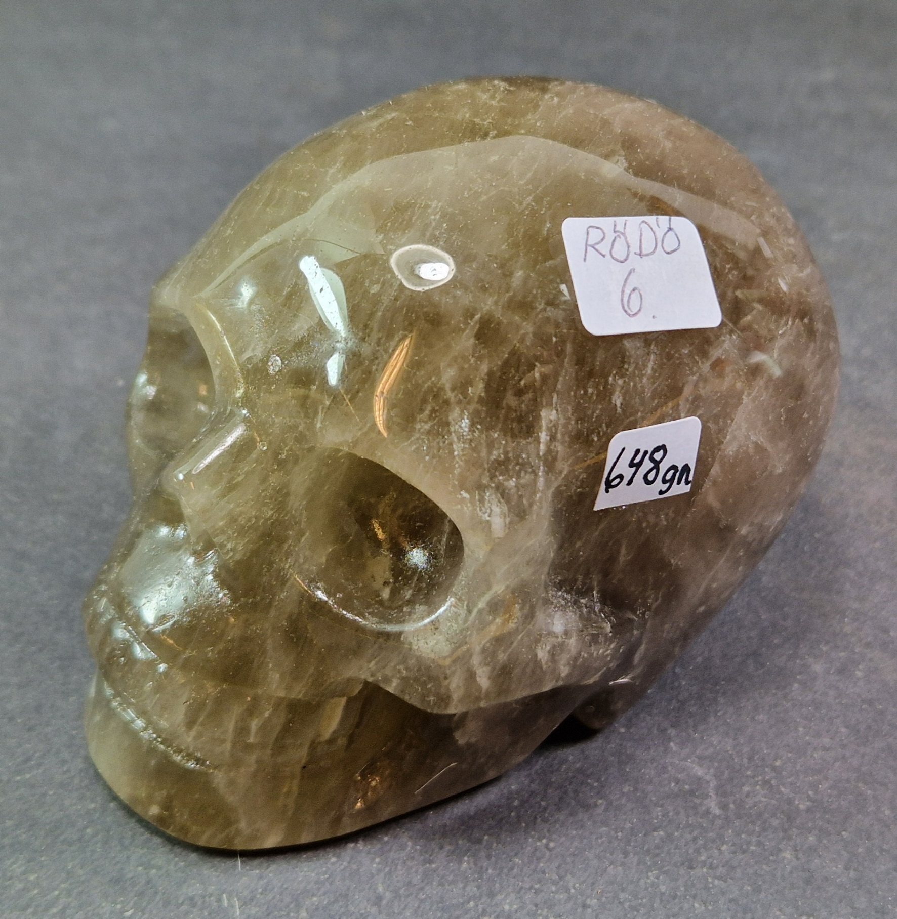 Rökkvarts / Bergkristall, Dödskalle -  648gram