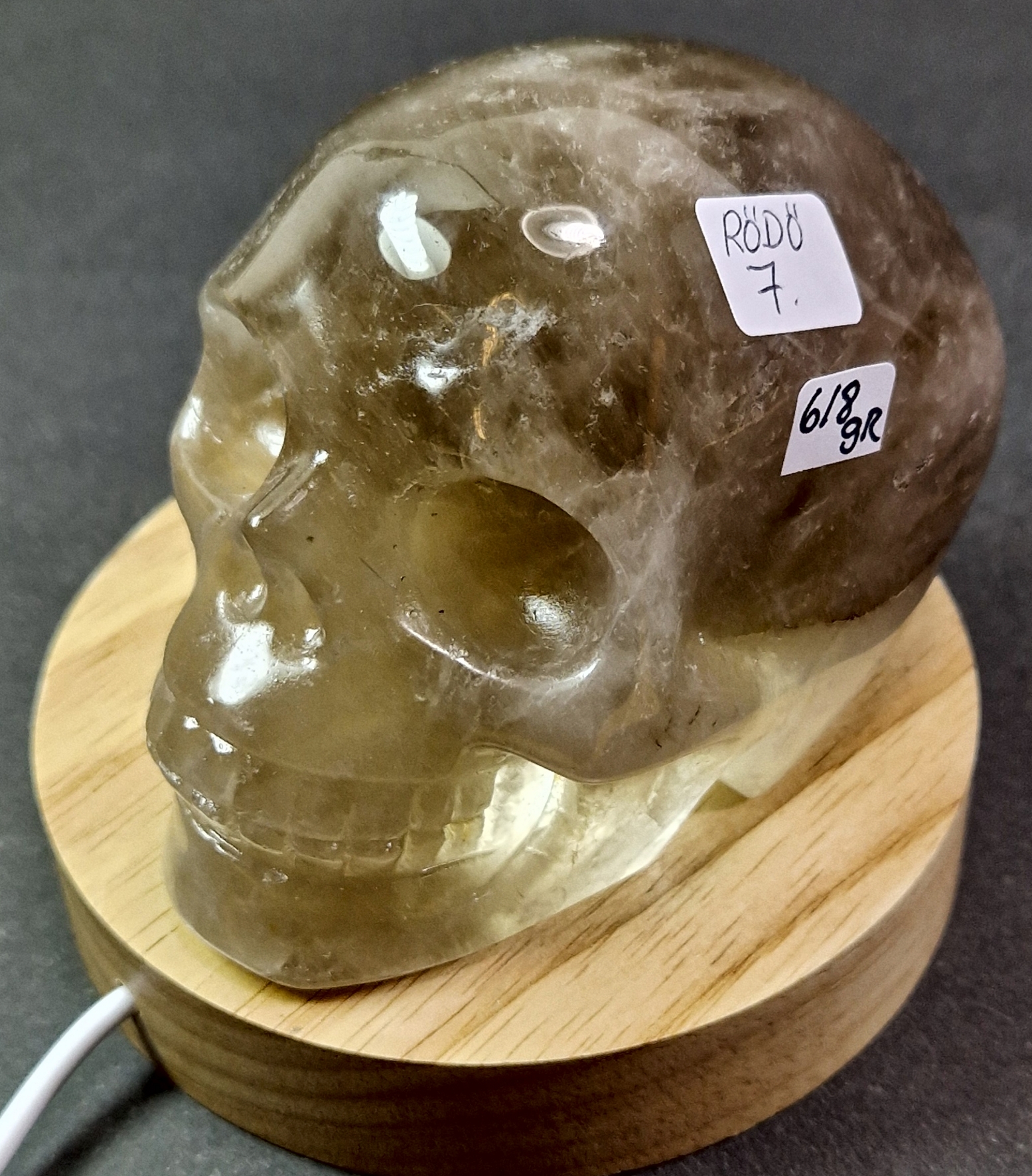 Rökkvarts / Bergkristall, Dödskalle -  618gram - 2