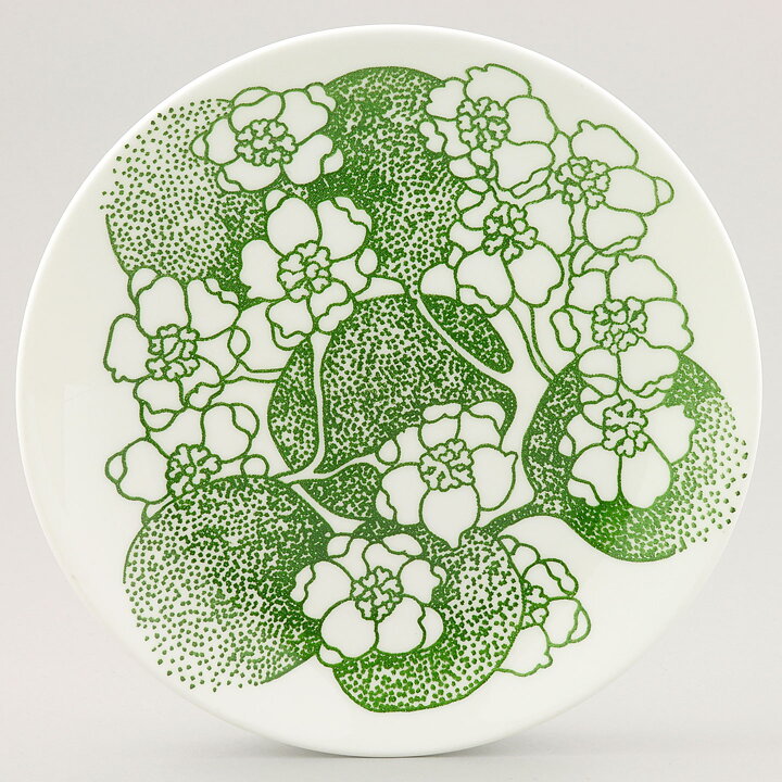 Paul Hoff (Emma 1971) Four Plates with Green Flower Decor 18 cm