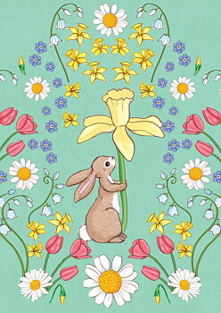 Belle & Boo : Daffodil Teal - vykort
