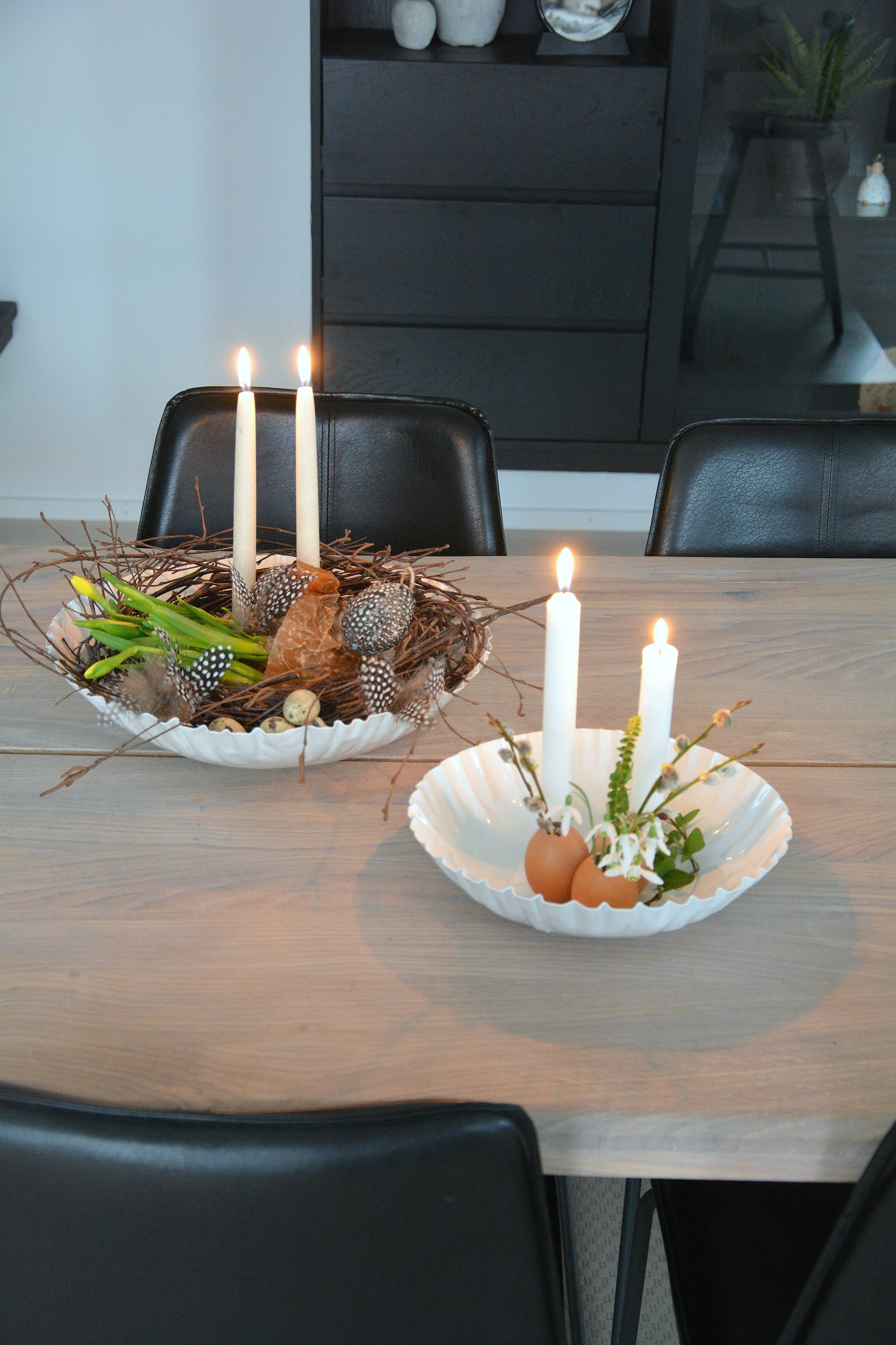 Skål emalj stor 35 cm veckad kant vit - 4