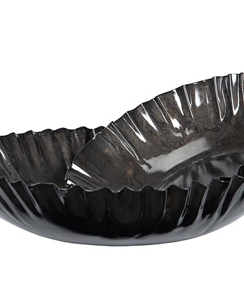 Skål emalj liten 26 cm veckad kant grå onyx