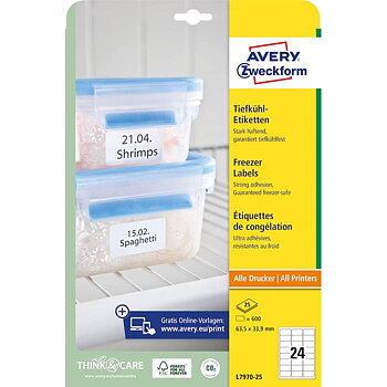Frysetiket 63,5x33,9 vit 600fp