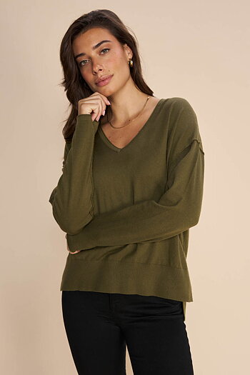 Mos Mosh - MMTani V-neck Knit Burnt Olive
